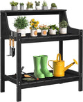 ONBRILL Potting Bench, HDPS Potting Bench with 4 Side Hooks, All-Weather Garden Table Work Station, Outdoor Potting Table for Porch, No Rust, No Fade, No Break, 360lbs Capacity (Black, Large)