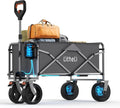 Litheli Electric Collapsible Wagon Cart with Brakes, 100L Grocery Cart with Wheels,Easy to Carry Folding Wagon for Camping, Gardening, Shopping