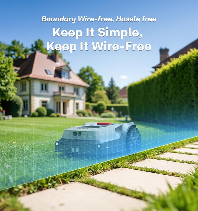 T1200Pro Wire-free Robot Lawn Mower with 24 Replacement Blades, Automatic Robot Mower for 0.37 Acre, RTK+Vision, AI Obstacle Avoidance, Adjustable Cutting Height Multi-Zone Mowing Robotic Mower