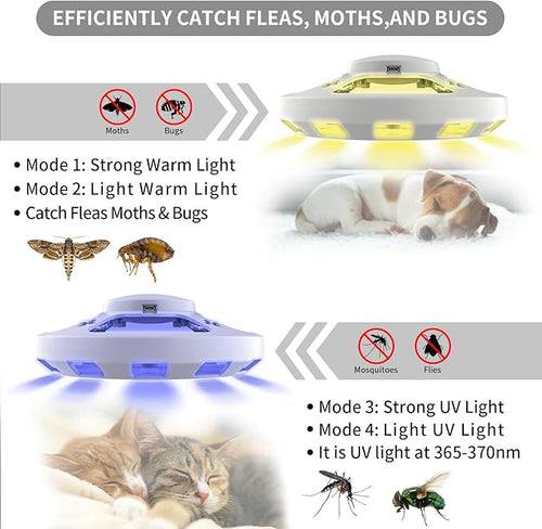 2 Packs Flea Traps for Inside Your Home with 6 Sticky Pads, Fleas Light Traps Kills Fleas in House, Hanging Flea Lamp with USB Cable Pest Control for Bugs Moths Gnats Indoor and Outdoor
