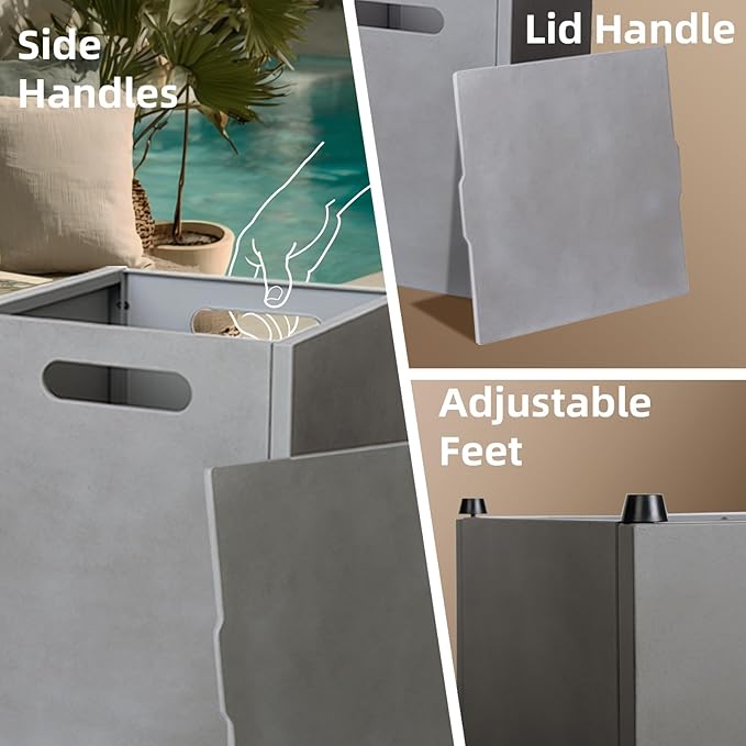 Propane Tank Cover, 16 Inch Propane Tank Cover Table Outdoor Storage Box, Fits 20 lb Propane Tank Outdoor Gas Tank Storage Box with Aesthetic Feature for Patio, Balconies, Grey