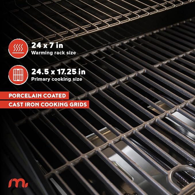 Megamaster 4-Burner Gas Grill with Side Burner & Grill Cover, 52,000 BTUs, 568 SQ. In. Cooking Area, Propane BBQ Grill with Stainless Steel Panel for Outdoor Cooking, Patios, and More - 720-0804HK