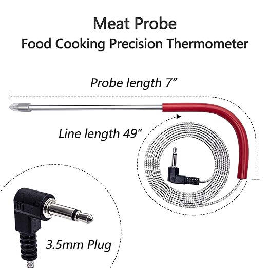 2-Pack Meat Probe for Pit Boss Pellet Grill, Temperature Probes Replacement Parts 3.5mm Plug Thermometer Smoker Temp Accessories