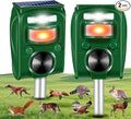 2 Pack 2026 Solar Ultrasonic Repellent Outdoor Cat Squirrel Deer Repellent Devices Rabbit Deterrent for Garden,Animal Repeller with Motion Detection Flash Light for Dog Skunk Raccoon Rabbit Rodent