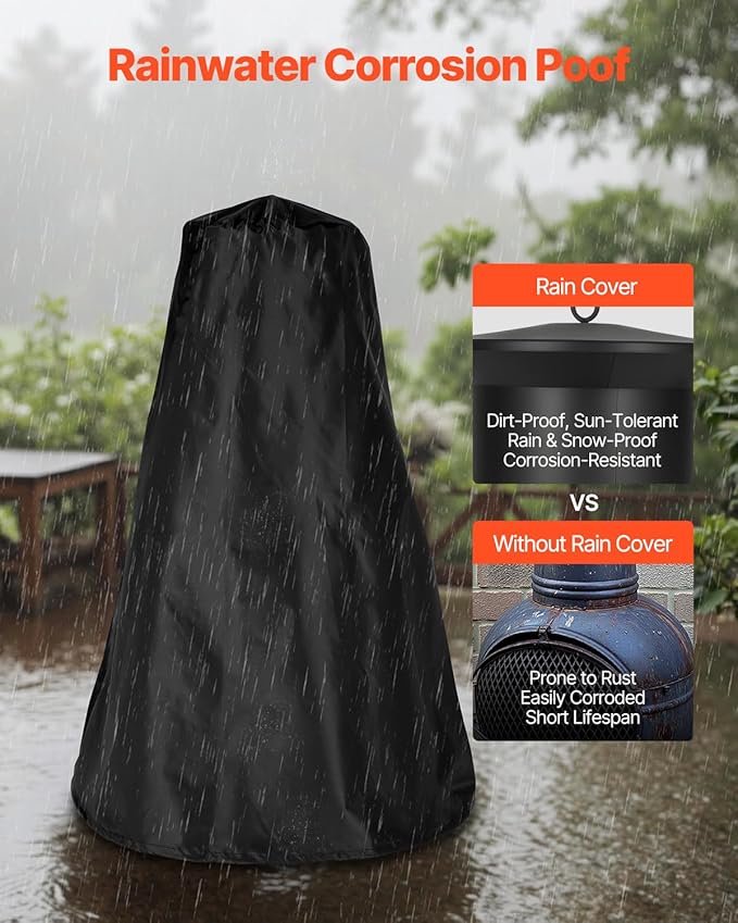 VEVOR Chiminea, 22 Inch Outdoor Wood Burning Firepit, Iron Spherical Fireplace for BBQ & Warming, Wooden Fire Pit with Grill Mesh, Chimney Coat & Rustproof Chiminea Lid, for Patio, Garden, Backyard