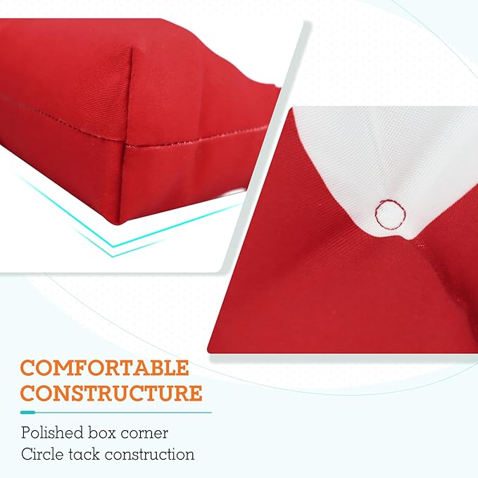 EAGLE PEAK Tufted Outdoor/Indoor High Back Patio Chair Cushions, Set of 2, 46'' x 22'', Red Mushroom