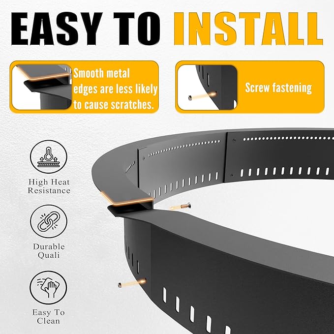Smokeless Fire Pit Ring Insert - 36 Inch Outdoor Fire Pit Liner with Airflow Design for Efficient Burning, Durable Steel Construction, for Outdoor Camping