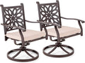 Sophia & William Patio Outdoor Swivel Rocker Dining Chairs Set of 2, Brown Cast Aluminum Furniture Dining Chairs for Dining Table, Load Capacity: 350 lbs