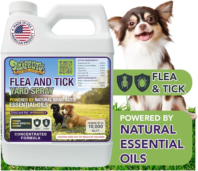 Trifecta Outdoor Flea & Tick Yard Spray Concentrate | All Natural Flea and Tick Spray for Yards with Essential Oils | Pet and Family Safe | Concentrated Formula For Hose-End Sprayers and Pumps (16 oz)