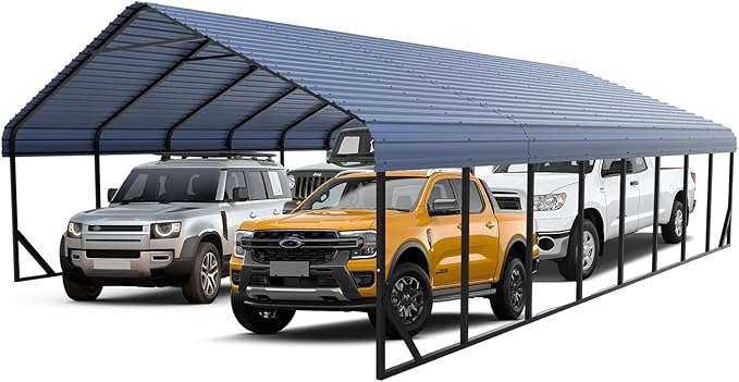 RV Metal 20x40FT Carport Canopy Heavy Duty Carports Kits for Garage,Aluminum Car Ports with Steel Shelter Frame Cover for 4 Car or Boats