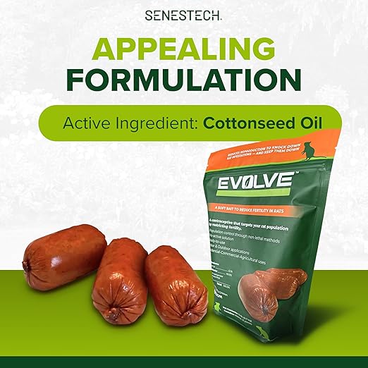 Evolve Rat Birth Control Soft Bait Sausages – 1.5 lbs | Scientifically Proven Rat Population Control | Not a Poison, Long-Term Population Management