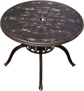 FAPOLITE Outdoor Table Cast Aluminum Round Patio Table with Umbrella Hole All Weather Outdoor Dining Table for Lawn Garden Backyard (100cm Palm Round Table)