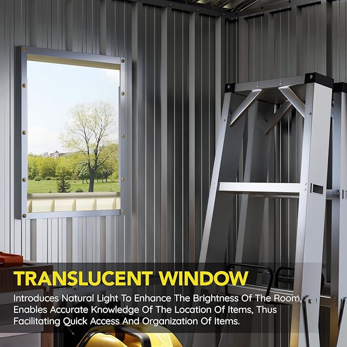 6x8FT Outdoor Metal Storage Shed, Double Door, 1 Clear Window, Tool Shed for Garden, Patio, Backyard Nightblue