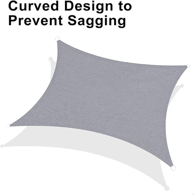 LOVE STORY Custom Size 9'x9' Silver Grey Sun Shade Sail Rectangle UV Block Canopy Patio Sail Sunshades Fabric for Outdoor Garden Carport (We Make Custom Size)