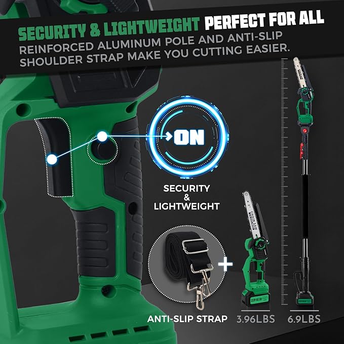 2-in-1 Electric Pole Saw for Tree Trimming, Cordless Polesaw & 8'' Mini Chainsaw with Extension Pole, Handheld Chain Saw with Rechargeable Batteries as Christmas Gifts for Wood Ranger,Senior,Women