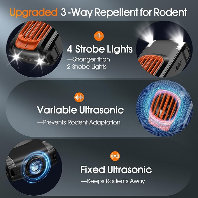 2 Packs Rodent Repellent for Car Engines Ultrasonic Mouse Pest Bat Repeller for Car Under Hood Keep Rat and Mice Out of Vehicle, Automobile, Truck, Garage, Barn, Indoor