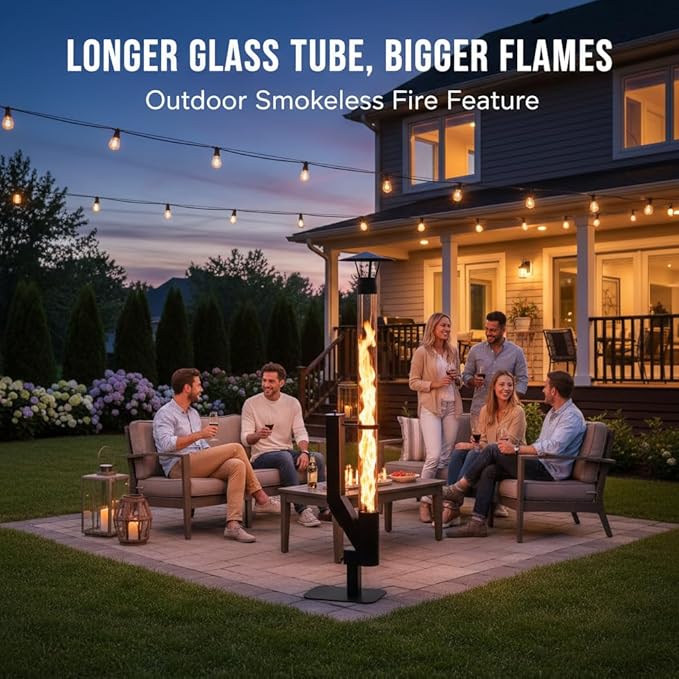 yoyomax Wood Pellet Patio Heater,Outdoor Pellet Heater,Portable Wood Pellet Fire Pit with Ash Tray Patio Rocket Stove for Backyard Camping Garden Balcony