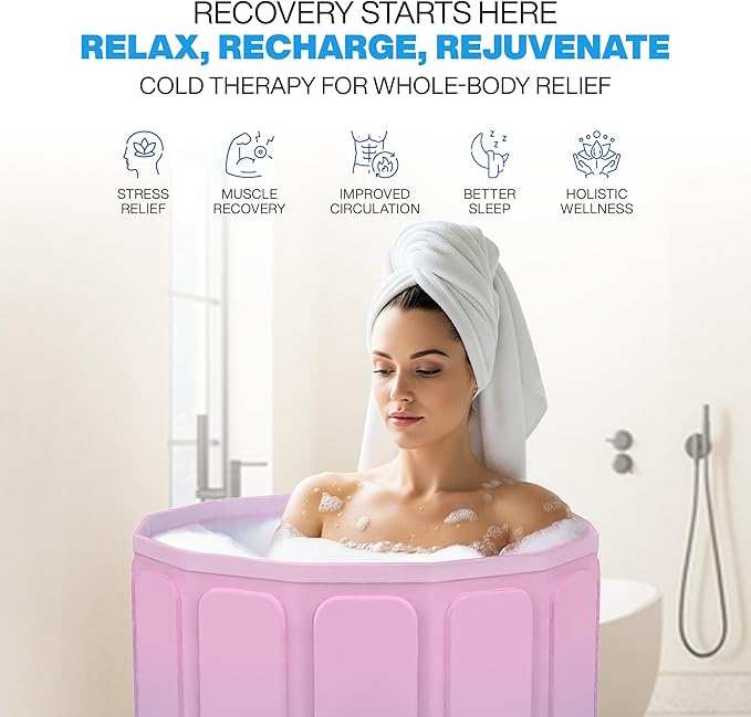 Zennest Foldable Portable Bathtub for Adults – 2-in-1 Hot & Cold Plunge, 60-Gal Capacity Collapsible Bath Tub, Space-saving Design, Multi layer Insulated Ice Bath Tub for Recovery