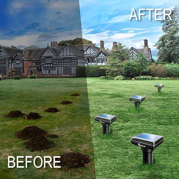 2024 Apello Solar Mole Repellent Chipmunk Repellent Ultrasonic Vole Repellant Gopher Repeller Outdoor Deterrent for Lawns 6-Pack No Killing Like Gopher Traps Mole Killer