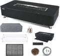 Elementi+ | Bundle Valencia Gas Fire Pit | Concrete Body & Marble Porcelain Top | 62" Rectangular Fire Table | Electronic Ignition | Canvas Cover, Fire Glass, Burner Lid & More | Black | Natural Gas