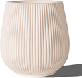 16 Inch Handmade Concrete Outdoor Planter - Classic Striped Design | Fiberglass & Composite Material | Durable for Commercial & Home Decor