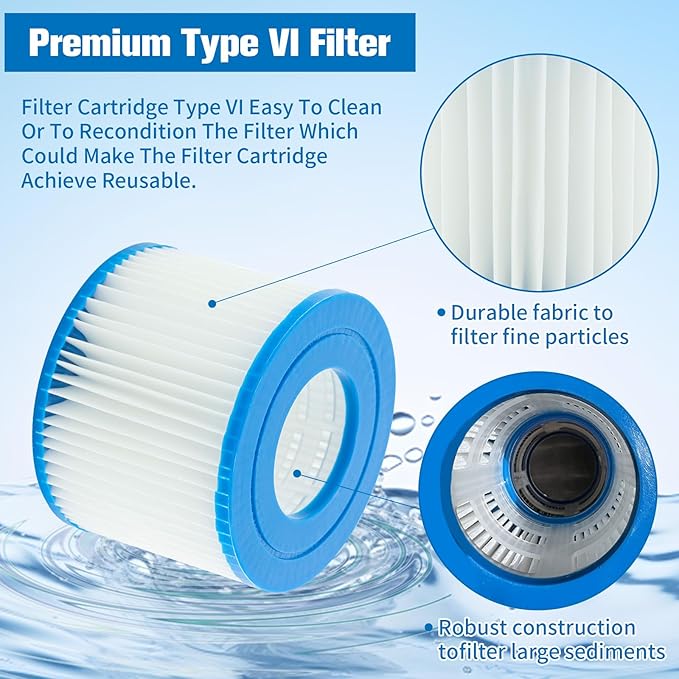 Type VI spa Filter and hot tub Filter Replacement Cartridge for Inflatable hot tub Filters,Filters Cartridge for Swimming Pool (12 Pcs)