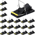 Qualirey 18 Pcs Mouse Traps Plastic Snap Rat Trap Bulk Reusable Quick Effective Safe for Indoor Outdoor Home House Warehouse Garden Kitchen 3.86 x 1.81 x 2.17 Inch (Black,Yellow)