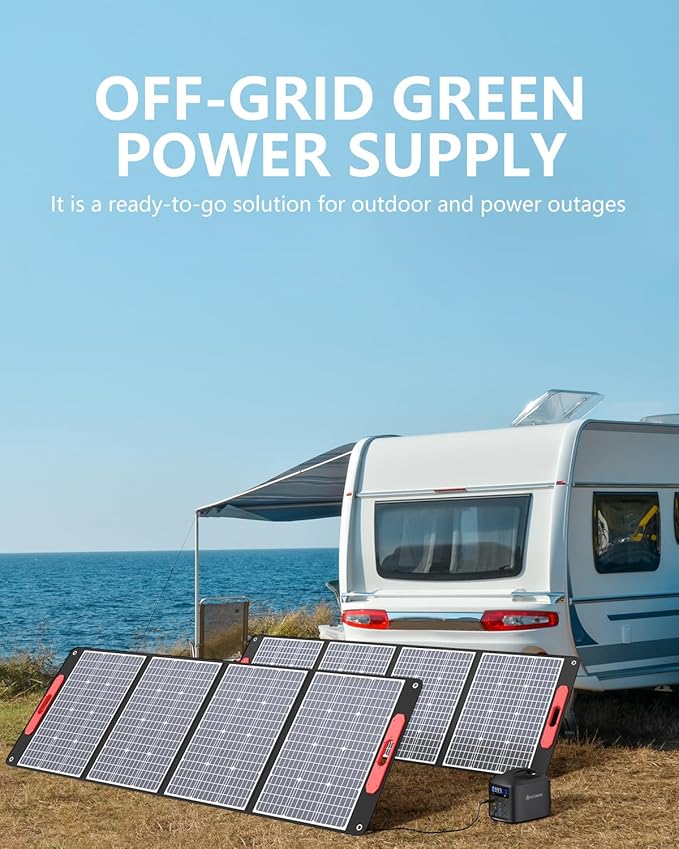 ELECAENTA 300W Portable Solar Panel for Power Station Generator, 25% High Efficiency, Ultra Lightweight, 39V Foldable ETFE Portable Solar Charger for Outdoor RV Camping Off-Grid Rooftops Emergency
