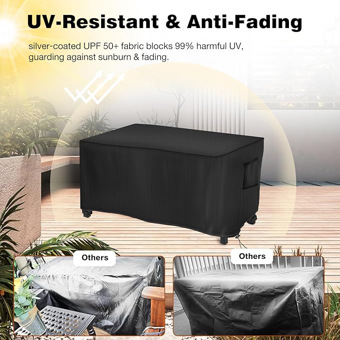 Saking Rectangular Fire Pit Cover, Waterproof Windproof Anti-UV Heavy Duty Cover for Gas Fire Table Furniture - 42 x 24 x 24 inch