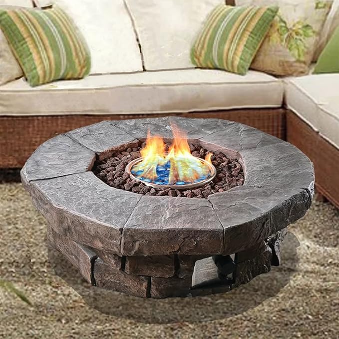 GasSaf Blue Fire Glass Beads for Outdoor Fire Pit, Fireplace, Replaces Existing Gas Logs & Lava Rocks, 3/4 Inch Glass(10 Pound)(Caribbean Blue Luster)
