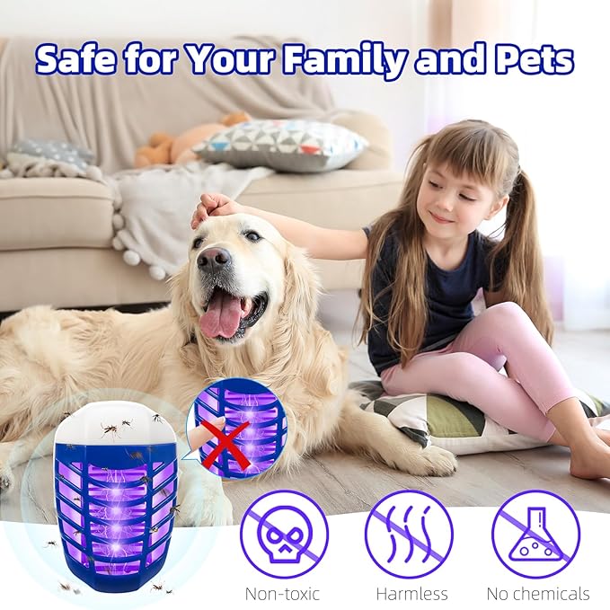 Bug Zapper Indoor Plug in Flying Insect Trap, 6 Pack Electronic Plug in Mosquito Zappers Gnat Insect Fly Zapper Traps Lamp for Home, Kitchen, Bedroom, Living Room,Office, Blue