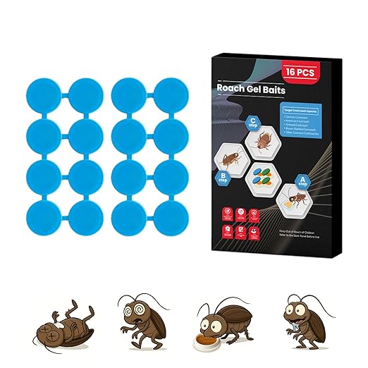 16 Pack Roach Killer Indoor Infestation Roaches Gel Bait Stations, Powerful Cockroach Killer Indoor Home for Roach Infestation, Long-Lasting & Effective Cockroach Gel Bait, Easy to Use & No Mess