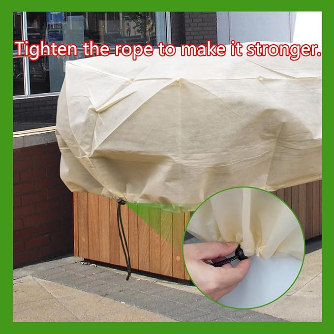 Plant Cover Freeze Protection, 39.3"x17.7"x15.7" Winter Plant Covers, Plant Frost Cover, Tree Plant Freeze Protection Covers, Planter Plant Winter Frost Blanket with Zip Drawstring,2 Pack