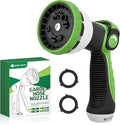 Yesker Garden Hose Nozzle Water Hose Sprayer Nozzle Adjustable 10 Spray Patterns Heavy Duty Metal Nozzles Thumb Control w Non-Slip Grip for Outdoor Watering Plants Lawn Washing Car Pets, Black & Green