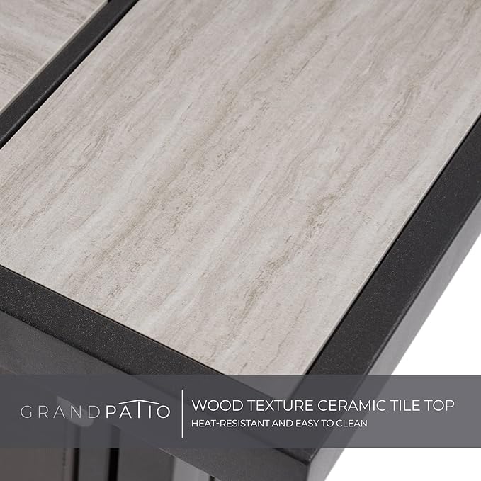 Grand Patio Outdoor 43-Inch CSA Safety Approved Gas Fire Pit Table 60,000 BTU Rectangle Propane Fire Pit with Ceramic Tile Top and Wicker Base