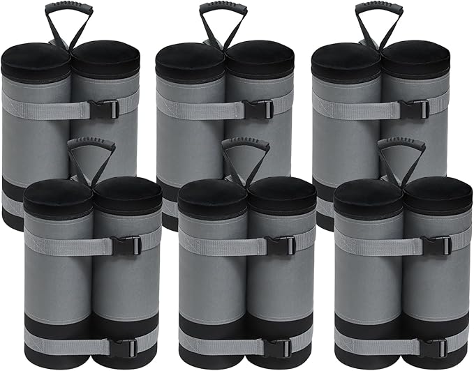 EAGLE PEAK Extra Large Weight Bags for Canopy Tent 270 lbs Leg Weights Heavy Duty Sandbags for Pop Up Canopy Gazebos Beach Tent Umbrella Greenhouse Set of 6, Gray