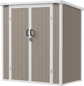 5x3 Resin Garden Sheds & Outdoor Storage on Clearance, Weather-Resistant Plastic Shed with Floor and Lockable Door for Garden Tools, Lawn Mower, Bike, Backyard Organization, Warm Gray