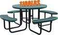 8-Person Outdoor Picnic Tables,46" Heavy-Duty Metal Round Picnic Table,Expanded Metal Commercial-Grade Table with 4 Benches & Umbrella Hole,Waterproof Coating Beach Table for Patio,Garden, Backyard