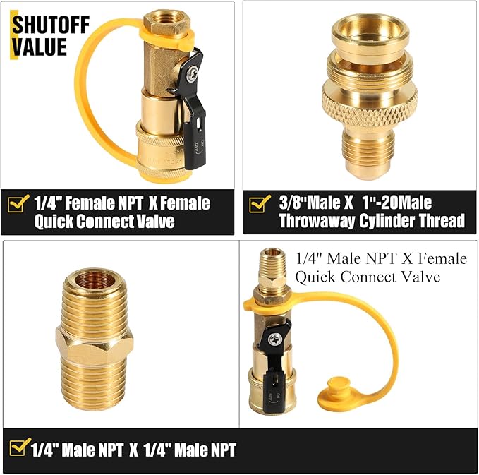 24FT Quick Connect Propane Hose for RV, 1/4'' Quick Disconnect Connect for RV to Gas Grill, Safety Shutoff Valve, Compatible with 1 LB Portable Appliance to RV 1/4" Female Quick Disconnect
