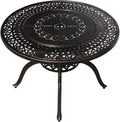 FAPOLITE Outdoor Table Cast Aluminum Round Patio Table with Umbrella Hole All Weather Outdoor Dining Table for Lawn Garden Backyard (106cm Die-cast Round Tables)