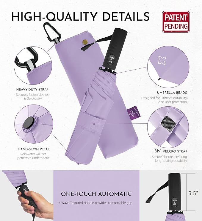 UV Travel Umbrella for Sun Protection & Rain, Compact Windproof Folding, Refined craftsmanship, Auto Open/Close, 43" Canopy with color coating, UPF 100+ UV Blocking, TSA Approved