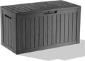 Vixzen 90 Gallon Resin Deck Box, Lockable Outdoor Storage Box for Patio Cushions Storage Furniture,Garden Tools, Pool Supplies, Weatherproof and UV Resistant,Black