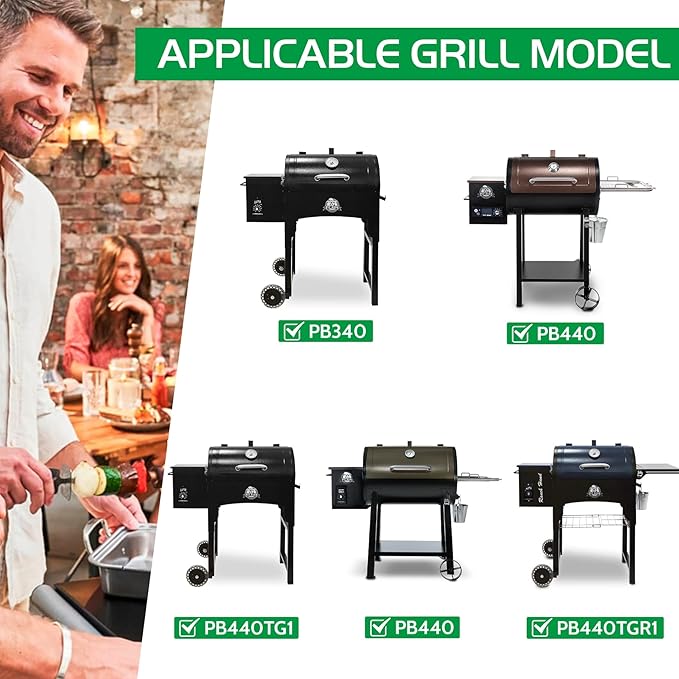 Flame Broiler Kit for Pit Boss 340 440 Pellet Grills Tailgater Heat Diffuser Tamer PB340 PB440 PB440TG1 Replacement Parts Pitboss Deflector Plate Smoker BBQ Accessories
