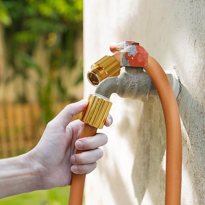 Worth Long Lead-in Hybrid Garden Hose 5/8 in. x 50 ft. -Kink Free, No Leaking, Male/Female Fittings -Heavy Duty Durable Flexible Lightweight Water Pipe -Brass Aluminum Ends for Household & Yard Use