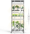 Bstrip Indoor Greenhouse with Grow Light, Metal Plant Stand, 3 Pack T8 2FT Full Spectrum Plant Lights, Timer, Black, 23.5"x13.8"x59"