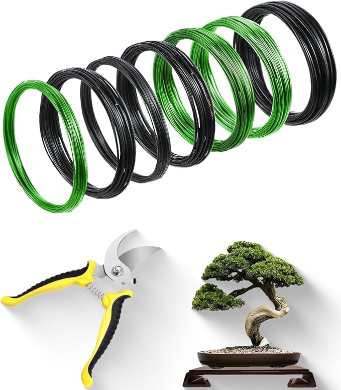 MOSFiATA Bonsai Wire Kit 8Pcs, 7 Roll Aluminum Bonsai Training Wire Coils with Cutter Set -1/1.5/2.0/3.0mm Multiple Sizes Bonsai Accessories for Bonsai Trees Branch Control Plant Shaping