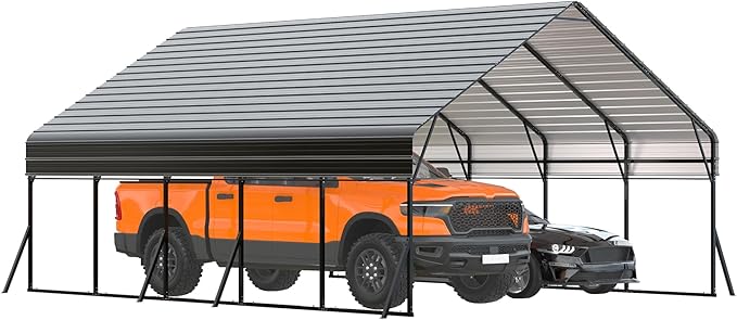 20x25 FT Heavy Duty Metal Carport Kit with Reinforced Frame & Anchor Bolts, for RV, Truck, Boat, Tractor Shelter, 100MPH Wind/35PSF Snow Rating, Easy Assembly