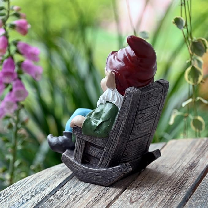 OwMell Gnome Statue for Garden, Funny Gnomes Figurine Ornament for Outdoor Yard Lawn Patio Decor 7" - Drinking Wine