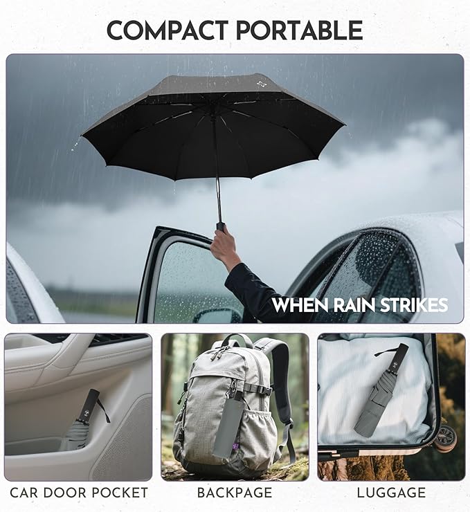 UV Travel Umbrella for Sun Protection & Rain, Compact Windproof Folding, Refined craftsmanship, Auto Open/Close, 43" Canopy with color coating, UPF 100+ UV Blocking, TSA Approved