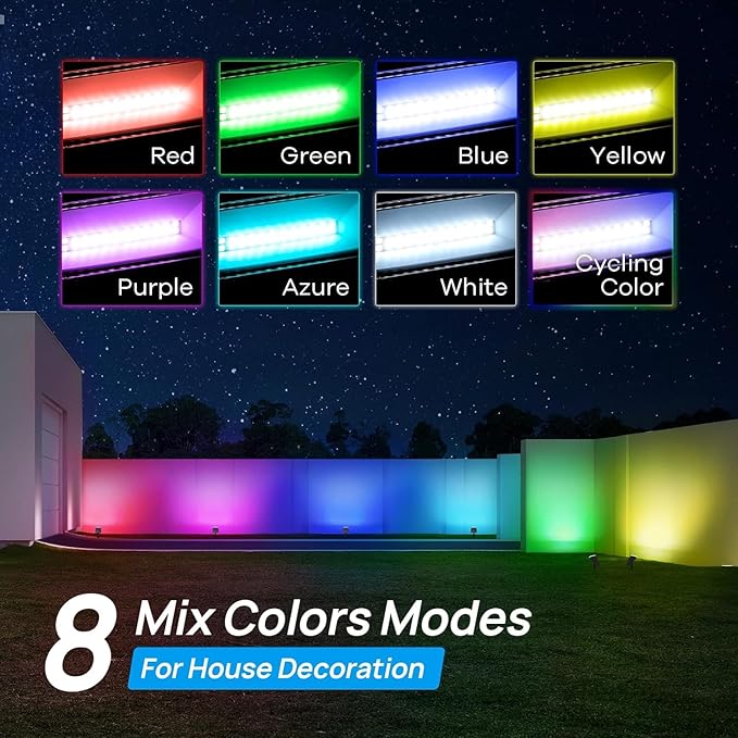 Consciot Solar Spot Lights Outdoor, Adjustable 170° Solar Outdoor Light, 7 Multicolored Garden Light Waterproof IP65, Landscape Lighting for Yard Pool Garden Tree, 4 Pack